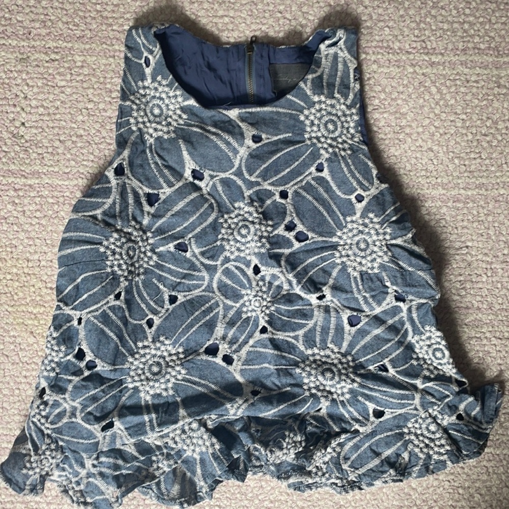 Floral stitched Anthropologie shirt